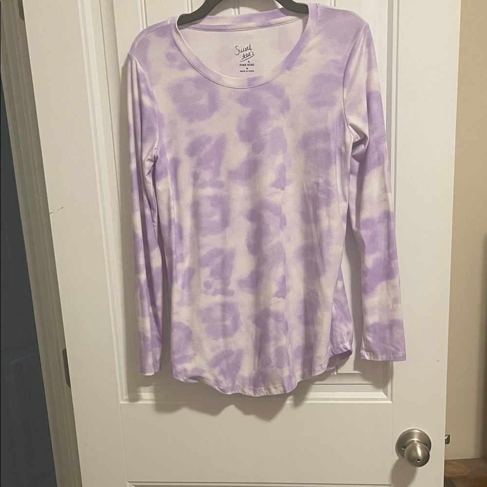Pink‎ Rose Lavender Tie-Dye Long Sleeve Top